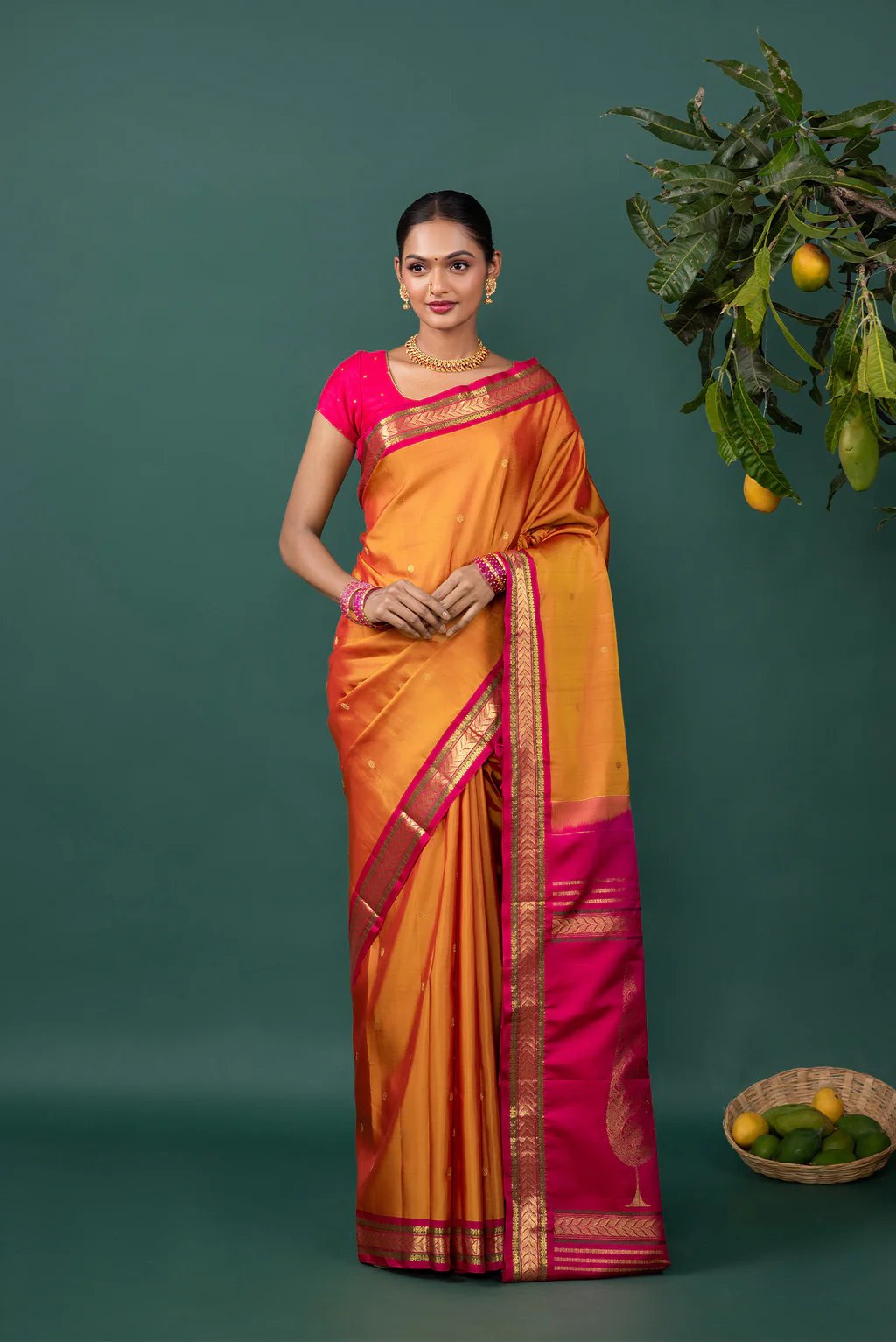 Pista Green Dual Tone Soft Silk Saree-varient