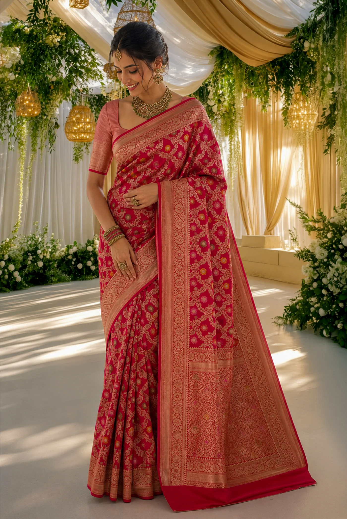 Pista Green Dual Tone Soft Silk Saree