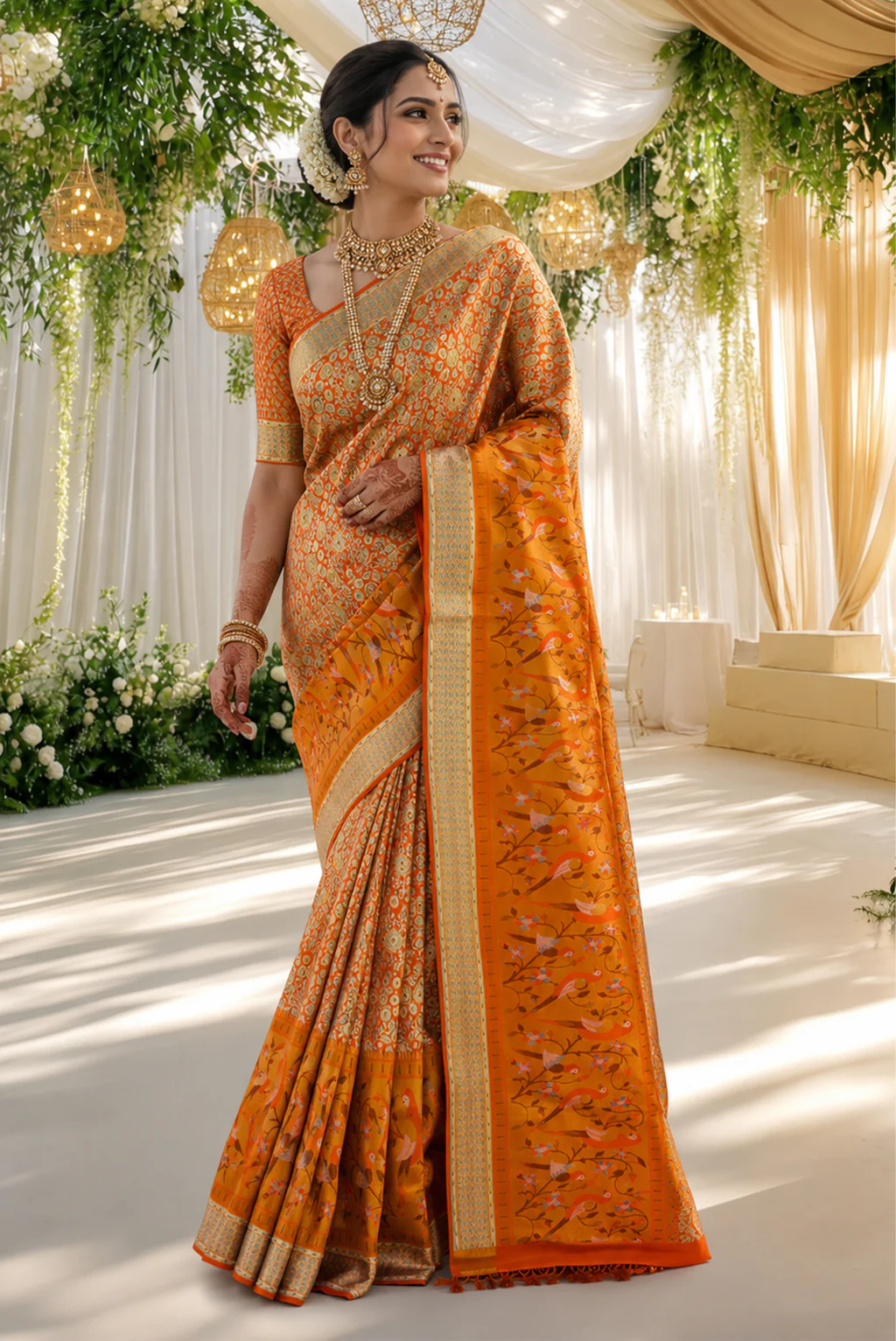 Pista Green Dual Tone Soft Silk Saree-varient